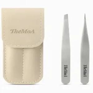 THEOA 정밀 핀셋 세트 - 눈썹 얼굴 털 인그로운 헤어 케이스가 있는 전문 미용 도구용 스테인리스 스틸