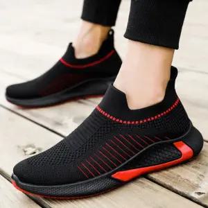 남성 편안한 니트 재질 멋진 배색 라인 포인트 운동화