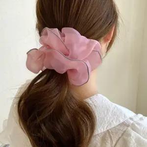 [신상오픈런]쉬폰슈슈 빅사이즈 곱창 배색 시스루 여름머리끈 (30316052)