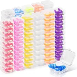 톤디아모 150쌍 이어플러그 벌크 개별 포장 실리콘 이어플러그와 휴대용 케이스 소프트 재사용 소음 제거용