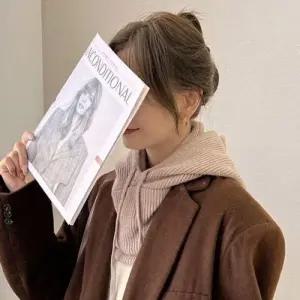 여성 골지 니트 바라클라바 워머 페이크 후드 7컬러 WFGHTWJ