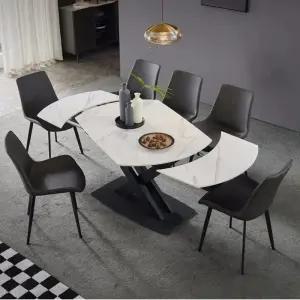 확장형 식탁 회전 테이블 디자인 슬레이트 대리석 주방