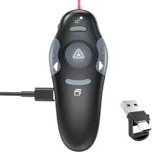 [2 in 1 USB C + 충전식] 프레젠테이션 클리커 파워포인트 무선 프레젠터 리모컨 포인터 PPT 슬라이드쇼