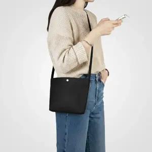 ( )원버튼 캔버스 미니 크로스백 블랙 무지 에코백 가벼운 여행용 데일리 가방