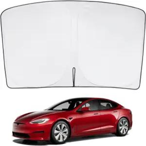 베이세노르 2026-2021 테슬라 모델 S 윈드실드 선쉐이드 [ 디자인] [UV 보호] 액세서리용 접이식 단열 전면