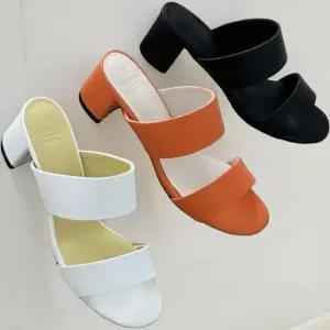 [신상오픈런]여성 심플 컬러 통굽 5cm 더블 스트랩 뮬 샌들 (34705769)