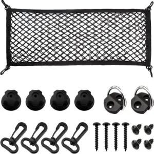 SUV 트렁크 네트 오거나이저 35.4 x 11.8 인치 후크가 달린 탄성 헤비 듀티 저장 메쉬 세단 차량용 더블