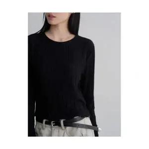 에잇세컨즈 8SECONDS 플리츠 솔리드 긴소매 티셔츠 블랙 1694823