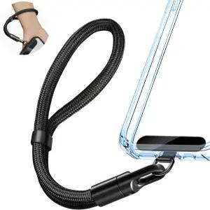 휴대폰 손목 스트랩 랜야드 조절 가능 슬림 테더 탭이 장착된 방지 및 대부분의 블랙