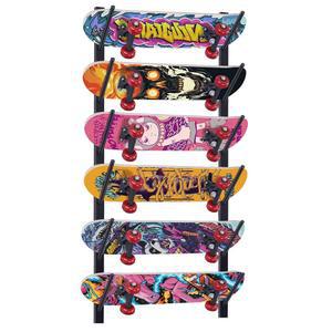 통유얀 스노보드 랙-6단 스케이트보드 벽걸이 및 랙 u2013 공간 절약 다기능 스토리지 솔루션-블랙