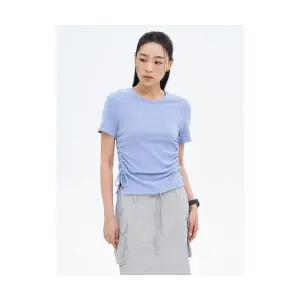 에잇세컨즈 반팔티셔츠 골지 셔링 디테일 반소매 티셔츠 스카이 블루 1695092