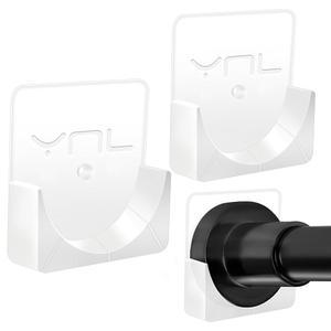 YNL 2팩 접착 샤워봉 홀더 투명 막대 홀더 벽용 샤워 장력 막대 홀더 절대 떨어지지 마세요 (봉 포함되지 않음)