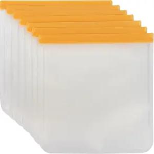 재사용 가능한 냉동 백 대형(7ct 1갤런 오렌지) 밀폐 씰 실리콘 스낵 백과 유사한 간편한 세척 투명 디자인