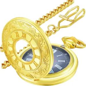 남성용 MJSCPHBJK 빈티지 포켓 워치 크리스마스 아버지의 날 선물용 체인이 달린 쿼츠