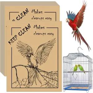 앵무새와 작은 새를 위한 RUENXG 50PCS 일회용 새장 라이너 19.6x15.6인치 흡수 프리컷 종이 패드 - 빠른
