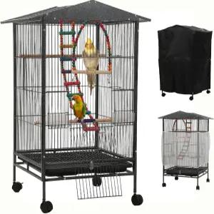 잉꼬 케이지 새장 밤을 위한 덮개가 있는 작은 핀치 코카티엘 콘큐어 버드 버기 비둘기 카나리아