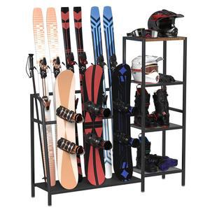 4단 프리스탠딩 스노보드 랙, 스키 보관 홀더, 플로어 스탠드 정리함, 차고, 가정, 지하실, 창고 애호가를 위한 및 랙 정리함 제공