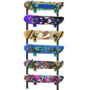 스케이트보드 랙-6단 벽걸이 및 스노보드 랙 u2013 공간 절약 다기능 스토리지 솔루션