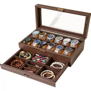 럭셔리 시계보관함 원목 악세서리 수납 손목시계 이중층 2칸 시계함