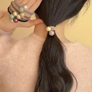 [신상오픈런]구슬머리끈 진주 왕방울 얇은 레이어드 반묶음 (30316048)