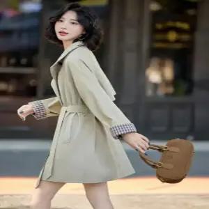하프 캐주얼 가을 여사친 차이나 트렌치코트 체크 코트 원픽3