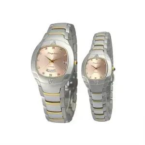 킹덤 고품격 천연 다이아몬드 커플 선물 명품 예물 고급 타원형 메탈 손목 시계 / KD4060RCD