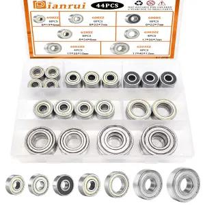 디안루이 608RS/ 608ZZ/ 698ZZ/ 628ZZ/ 6903ZZ/ 6003Z/ 6203Z - 44 PCS 볼 베어링 모음 키트 가구 휠 롤러