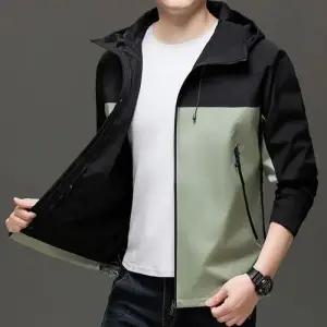 남성 춘추 캐주얼 트렌드 상의 재킷 배색 얇은 탈부착 코트 야상 야상사파리 후드 패피3