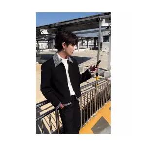 남성 봄 정장 재킷 패턴 코트 숏 칼라 집업 상의 원픽1