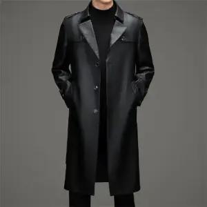 롱 남사친 재킷 가죽 트렌치코트 봄가을 블레이저 칼라 코트 슬림핏 무릎 오버 패피3