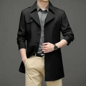 남자 하프 캐주얼 가을 트렌치 코트 재킷 상의 정장 넥 행정 패피3