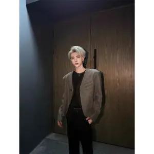 남자 투피스 재킷 패드 숏 가짜 모델 코트 패피1