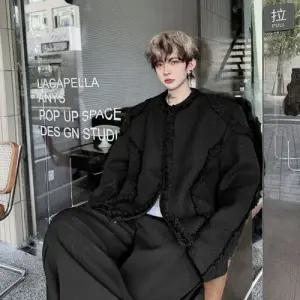 남성 빈티지 라운드 자켓 슬림핏 퀄리티 코트 솔리드 정장 패피1