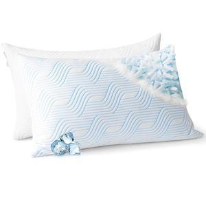 수면용 본퓨어 쿨링 베드 베개 2팩 파쇄 메모리 폼 퀸 사이즈 세트 배변 침구용 조절 가능한 지지 2개 세척 탈착식 커버