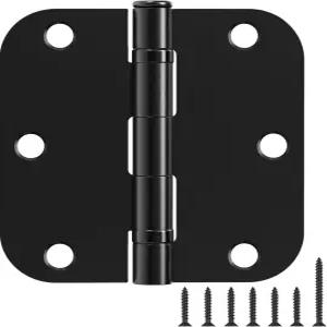 1팩 볼 베어링 도어 힌지 매트 블랙 3.5인치 5/8인치 반지름 라운드 안티 스퀴크 인테리어 3-1/2인치 플랫