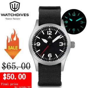 호환  밀리타도 ML05 쿼츠 시계 VH31 스윕 무브먼트 검 모양의 핸즈 밀리터리 필드 시계 사파이어 방수 발