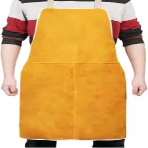 HKSECHINGKEJI 가죽 용접 앞치마 열방염 보호 작업용 턱받이 내마모 조절 가능한 내마모성 고강도 작업복