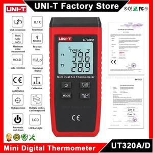 UNI-T UT320A 디지털 온도계 미니 듀얼 KJ 유형 열전대 -50 ℃ 1300까지 고온 테스터 미터