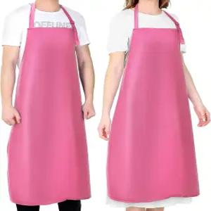 2팩 방수 고무 비닐 앞치마 40인치 셰프 남성용 헤비 듀티 화학 작업 주방용 조절 가능한 턱받이 연장 그릴