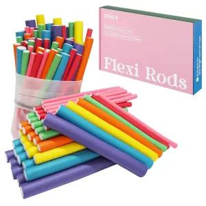 xnicx 47개 7인치 헤어 컬링 롤러 플렉시 로드 유연한 세트 무열 벤디 폼 컬이 없어 긴 중간 짧은 머리를