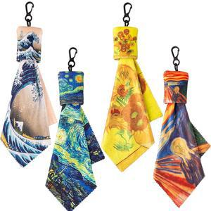 시보 안경 청소용 천, 극세사 스크린, 카메라 렌즈-세계 클래식 아트 디자인 양면 인쇄 4PC