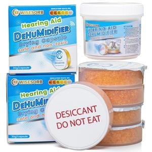 위저브 보청기 건조기, 제습기, 건조 병 및 제습기 세트(용기 1개, 4개 30g 캡슐)