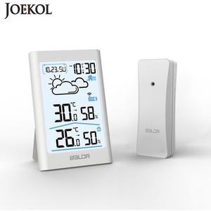 Baldr 디지털 기상 관측소 실내 실외 습도계 온도계 무선 일기 예보 센서 알람 시계 날짜 백라이트