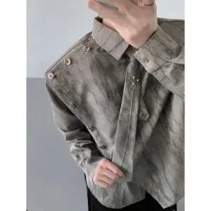 남친 패드 체인 셔츠 보카시 오버핏 점잖은 상의 긴팔 올가을 넥타이 패피3