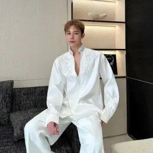 남친 긴팔 봄옷 진주 남녀 셔츠 패션위크 자수 차이나 패피1