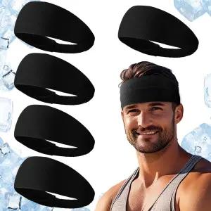 남성용 지레 5pcs 여름 쿨링 헤드밴드 신축성 운동 스포츠 스웨트밴드 더운 날씨 러닝 골프 운동을 위한
