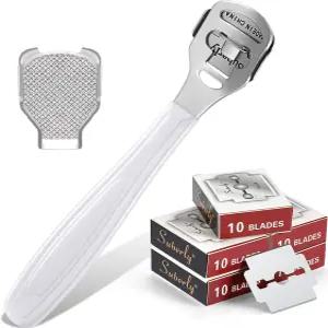 52개 굳은살 제거기 세트 교체용 면도날 50개 스테인리스 스틸 1개 및 발 파일 헤드 포함 손발용