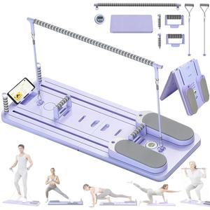 Exhilpy 휴대용 필라테스 리포머 보드, 휴대폰 홀더 및 타이머가 포함된 접이식 홈 보드 키트, 8-in-1 다기능 머신