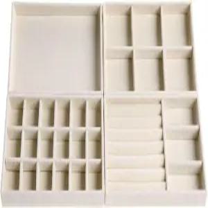 서랍용 벨벳 주얼리 정리함 서랍에 쌓을 수 있는 보관 트레이 작은 서랍 삽입물 반지 스터드 목걸이