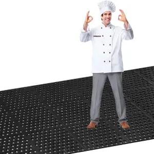 AVRILLKEY 82.6 x35.4 상업용 피로 방지 배수 고무 매트 구멍 - 튼튼한 미끄럼 실내/외용 내구성 블랙